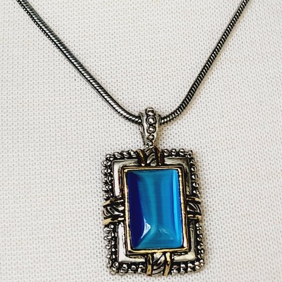 Silver & Gold Tone Pendant Snake Choker Necklace Filigree Gold tone accents - Picture 1 of 9
